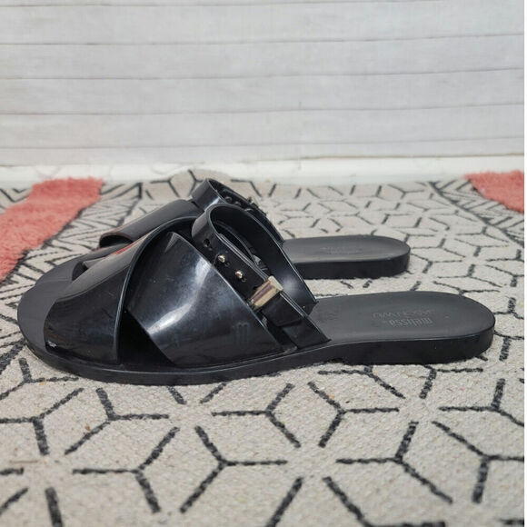 Melissa+Jason Wu Diane Vegan Slide Jelly in Black, sz 7 - Picture 3 of 16